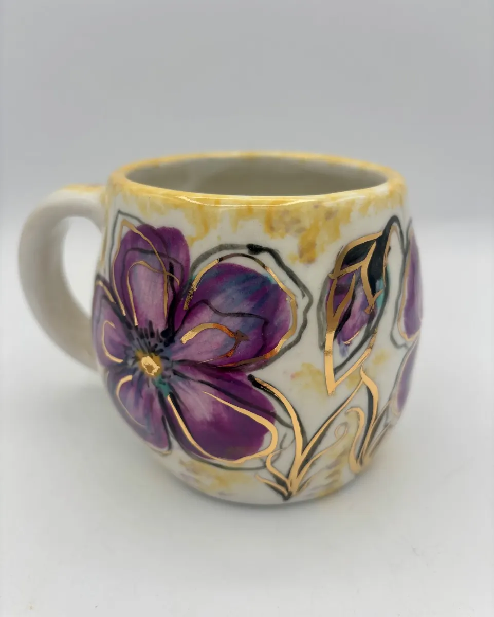 Purple flowers cup
